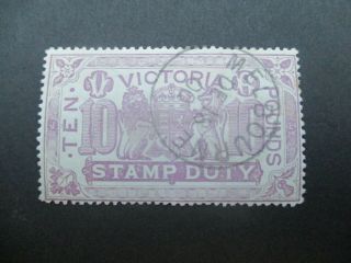 Victoria Stamps: £10 Stamp Duty Cto - Rare (d14)