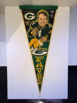 Vintage Brett Favre Mvp Green Bay Packers Pennant By Wincraft 372 Very Rare