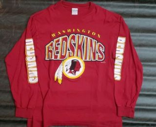 Vtg Washington Redskins Mens Long Sleeve Shirt Large Rare 90 
