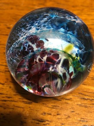 Rare Vintage Handmade glass marble contemporary marble 1.  85 Signed Jw 2