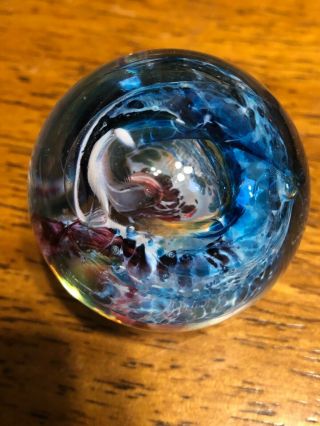 Rare Vintage Handmade glass marble contemporary marble 1.  85 Signed Jw 4