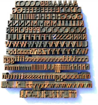 Letterpress Wood 13/16 " Decorative Alphabet 229pcs Stunning Rare Design