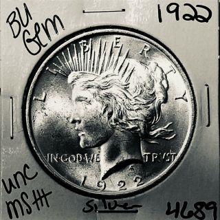 1922 P Bu Gem Peace Silver Dollar Unc Ms,  U.  S.  Rare Coin 4689