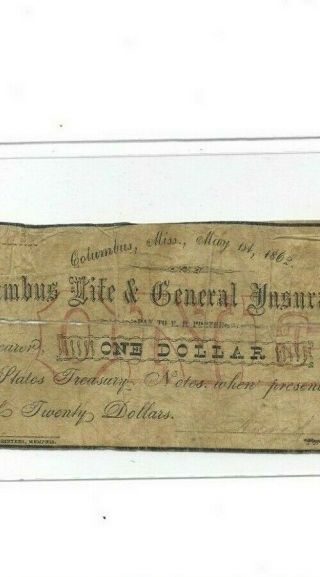 $1 " Columbus Life " Very Rare 1800 