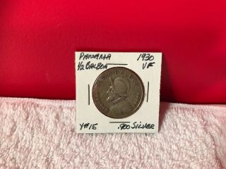 Rare.  900 Silver Panama 1930 1/2 Balboa Coin