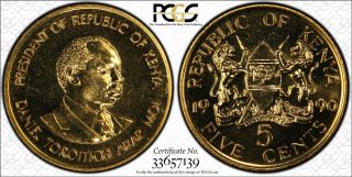 1990 Kenya 5 Cent Pcgs Pr66 - Extremely Rare Kings Norton Proof