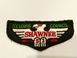 Vintage Rare Shawnee Lodge,  51,  F - 3 Pocket Flap Greater St.  Louis Area Boy Scout