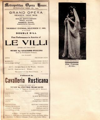 5 Rare Enrico Caruso 1906 - 18 Met Programs - Cavalleria,  Aida,  Elisir,  Pagliacci2