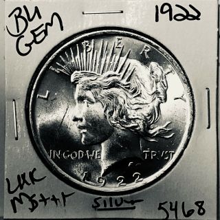1922 P Bu Gem Peace Silver Dollar Unc Ms,  U.  S.  Rare Coin 5468