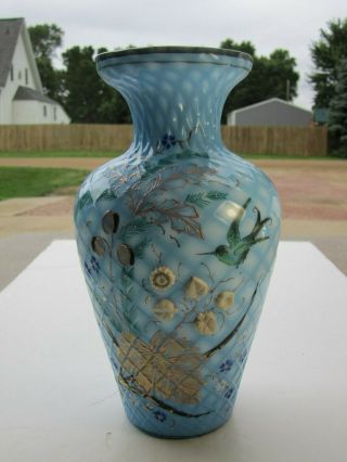 Rare Phoenix Glass Shiny Cut Velvet Large Art Glass Vase