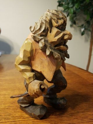 Rare Vintage Norwegian Hand Carved Wood Troll