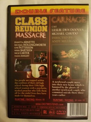 Carnage / Class Reunion Massacre DVD Horror Double Feature Andy Milligan Rare 2