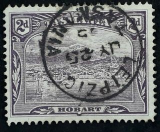 Rare 1905 Tasmania Australia 2d Purple Pictorial Stamp Leipzig Postmark