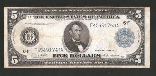 Rare Atlanta Type A 1914 $5 Federal Reserve Note