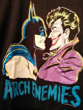Vintage 1989 Batman Joker Tim Burton Movie T Shirt DC Comics RARE Black USA Made 4