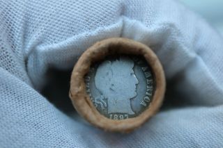 The Massachusetts Bank Roll 50 Barber Silver Dimes Rare 1897? G & O Vg Ends
