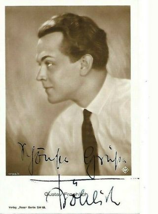 Gustav Frohlich Vintage Signed Photo Silent Movie Actor Metropolis Rare