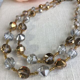 Vendome Vtg Swarovski Gold & Silver Flashed Rare Double Strand Necklace