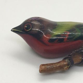 Rare Vintage Takahashi Bird Pin Hand Painted Carved Wood Japanese Internment Art 4