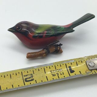 Rare Vintage Takahashi Bird Pin Hand Painted Carved Wood Japanese Internment Art 5