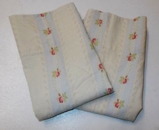 2 Rare Ralph Lauren Wentworth Wisteria Floral Stripe Pillowcases Rosebuds 4 Avl