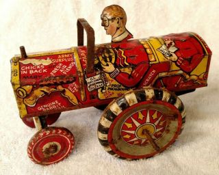 Rare Vintage Marx Queen Of The Campus Krazy Car Jalopy Tin Toy Wind Up