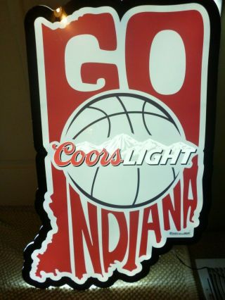 Coors Light Indiana Neon Light Sign Beer Pub Iu " Go Indiana " 18 " X 30 " Rare
