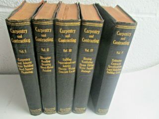 Rare 5 Vols.  Architecture Carpentry And Building 1924 American Technical Society