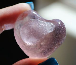 Rose Purple,  Lavender,  Neodymium Seaglass Heart W/ Crystallized Formation,  Rare