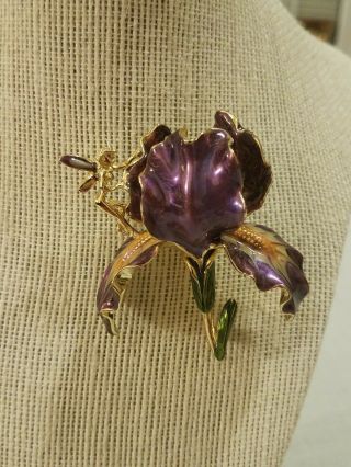Kirks Folly Rare Purple Iris & Fairy Pin Brooch Signed Vintage Goldtone 2
