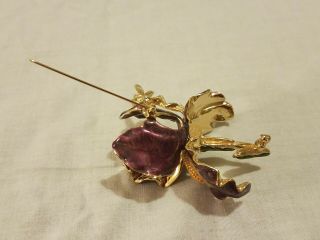 Kirks Folly Rare Purple Iris & Fairy Pin Brooch Signed Vintage Goldtone 4