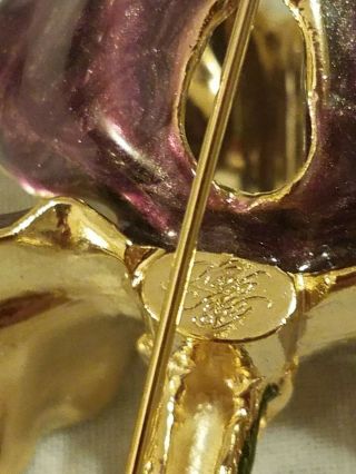 Kirks Folly Rare Purple Iris & Fairy Pin Brooch Signed Vintage Goldtone 6