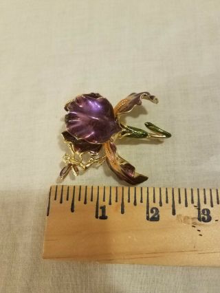 Kirks Folly Rare Purple Iris & Fairy Pin Brooch Signed Vintage Goldtone 7