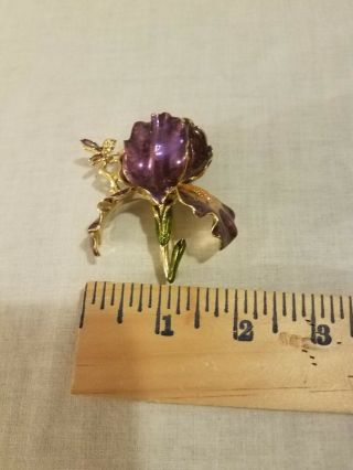 Kirks Folly Rare Purple Iris & Fairy Pin Brooch Signed Vintage Goldtone 8