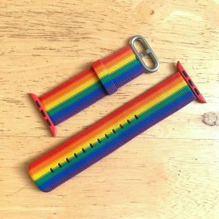Rare Authentic Apple Watch Band 42mm 44mm 2017 Pride Edition Woven Nylon Rainbow