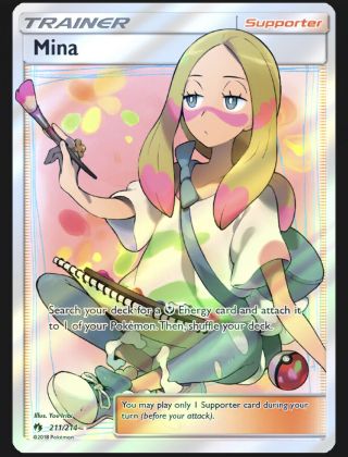 Pokemon Tcg Sm Lost Thunder (211/214) Mina Full Art Ultra Rare Card Nm/m