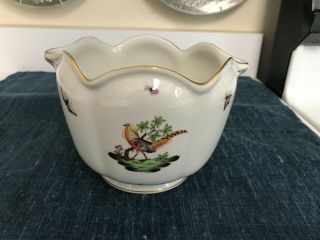 Rare Vintage Herend Hungary Porcelain Bird & Insects Cachepot 6 5/8 "