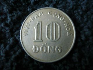 1964 Viet Nam Vietnamese 10 Dong Vf Rare Historical Coin