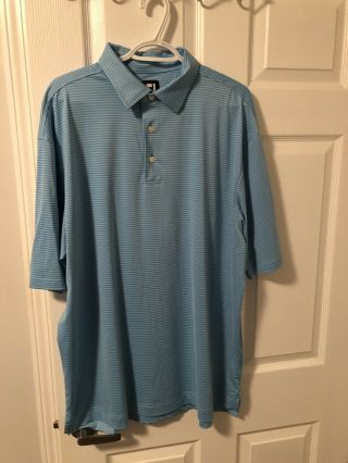Footjoy Titleist Golf Shirt 2xl Xxl Blue Striped Rare Worn Once