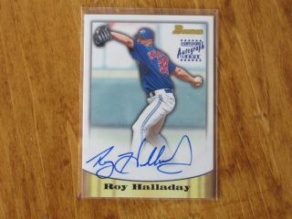 Roy Halladay Autograph Card In 1998 Bowman Autograph Issue Rare Rookie Sp