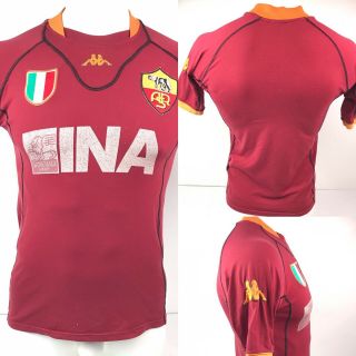 Rare Vtg 2001/2002 Roma Soccer Jersey Kappa Ina Generali Group Mens M Fit Small