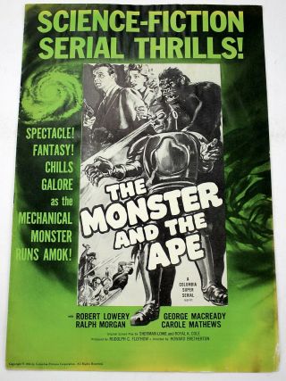 1956 Serial The Monster And The Ape 8 Page Illustrated Movie Press Book Rare
