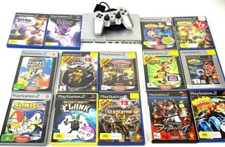 Sony Playstation 2 Console System,  14 Games,  1 Controller Rare Mega Bundle Ps2