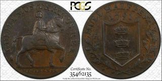 1791 Great Britain Half Penny Pcgs Au53 Dh - 20 Yorkshire,  Hull Top Grade Rare