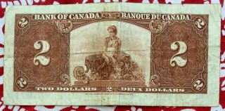 Bank of Canada King George 1937 2 Dollar Banknote Coyne Towers L/R 3825022 RARE 2