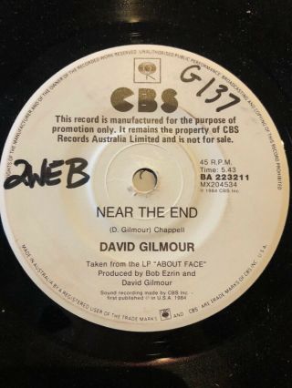 David Gilmour Love On The Air Pink Floyd Australian 45 7” Vinyl Rare Promo 3