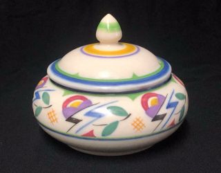 Rare 1920s 30s Poole Pottery Jazz Designed Art Deco Lidded Pot - Jv Pattern