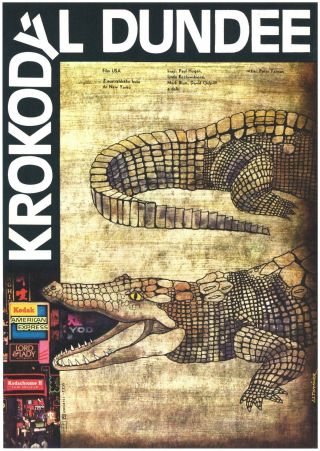 Crocodile Dundee Rare Artistic Czech A3 Movie Poster Paul Hogan 1986