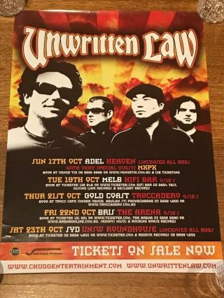 Unwritten Law: Rare Aussie/oz Concert/tour/gig Poster