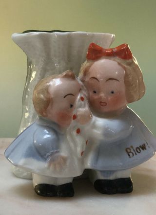 Rare Antique German Porcelain Novelty Campbell Kids Figurine Vase Adorable